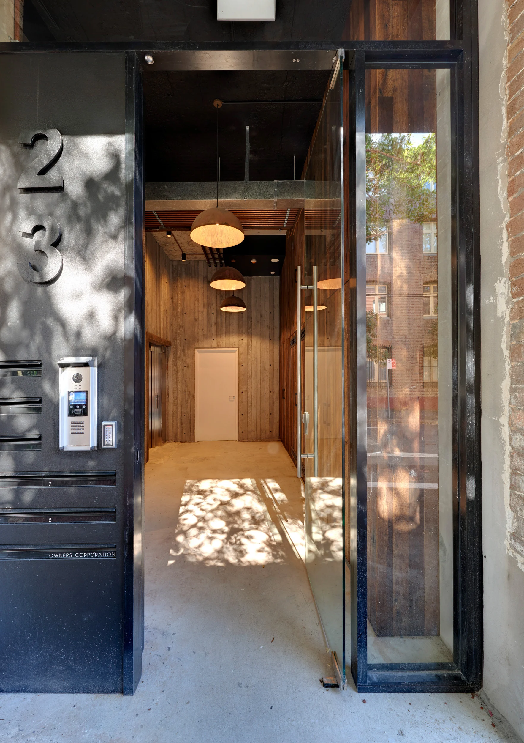 Entryway of a property in Chippendale, Sydney designed by Ballina architects Markham Lee.