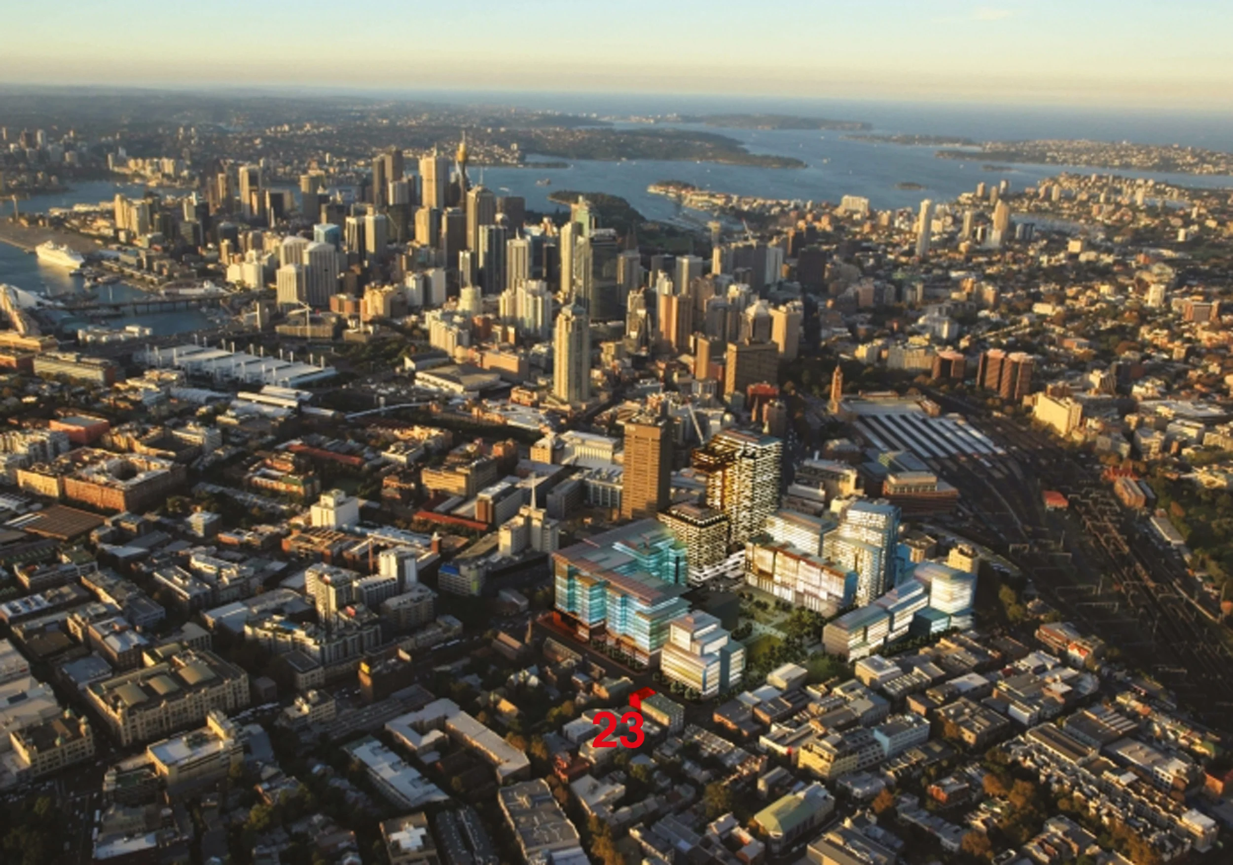 Aerial view of a property in Chippendale, Sydney designed by Ballina architects Markham Lee.
