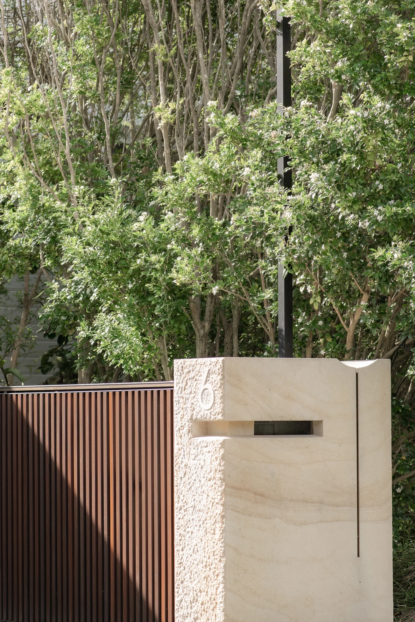 Mailbox of a property in Avalon Beach, Sydney designed by Northern Rivers architects Markham Lee.