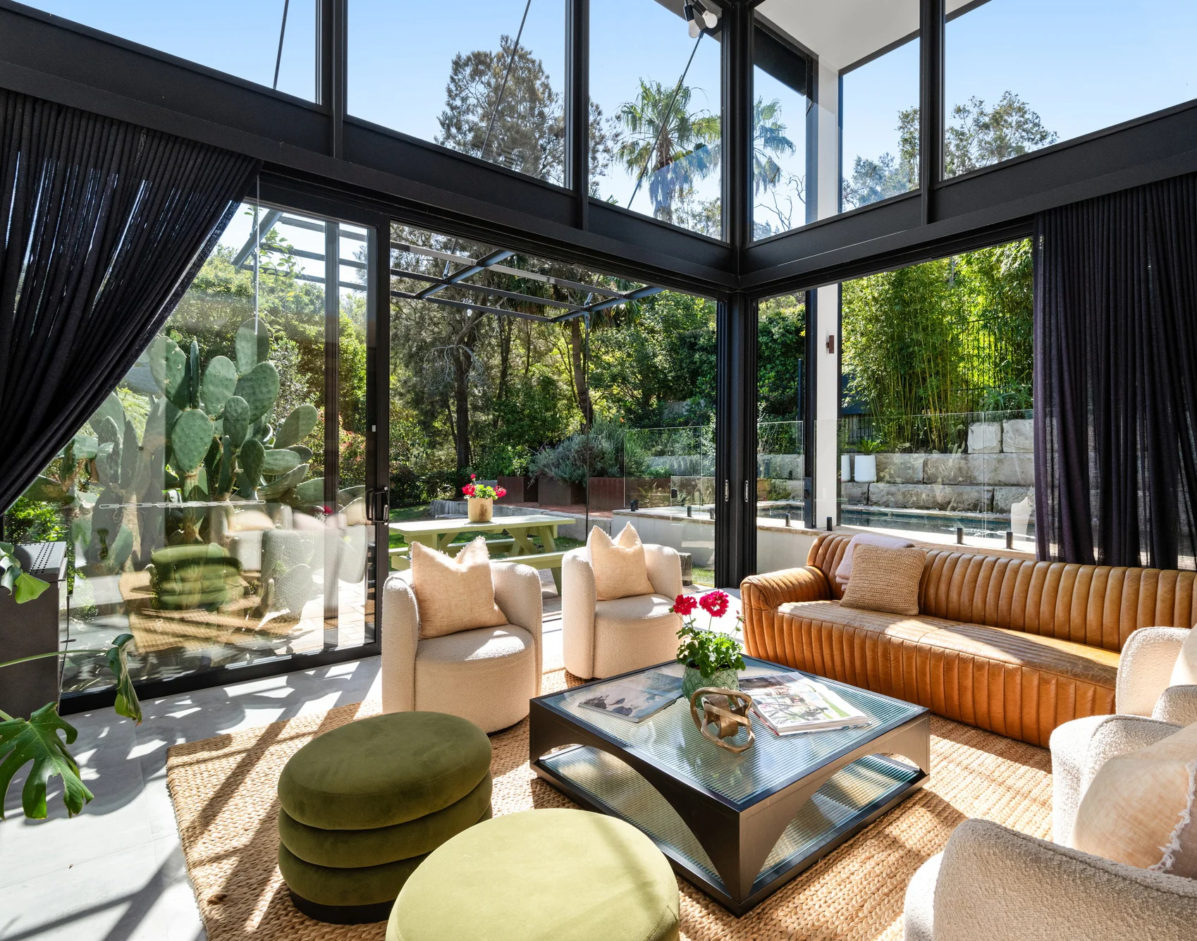 Lounge room of a property in Palm Beach, Sydney designed by Avalon Beach architects Markham Lee.