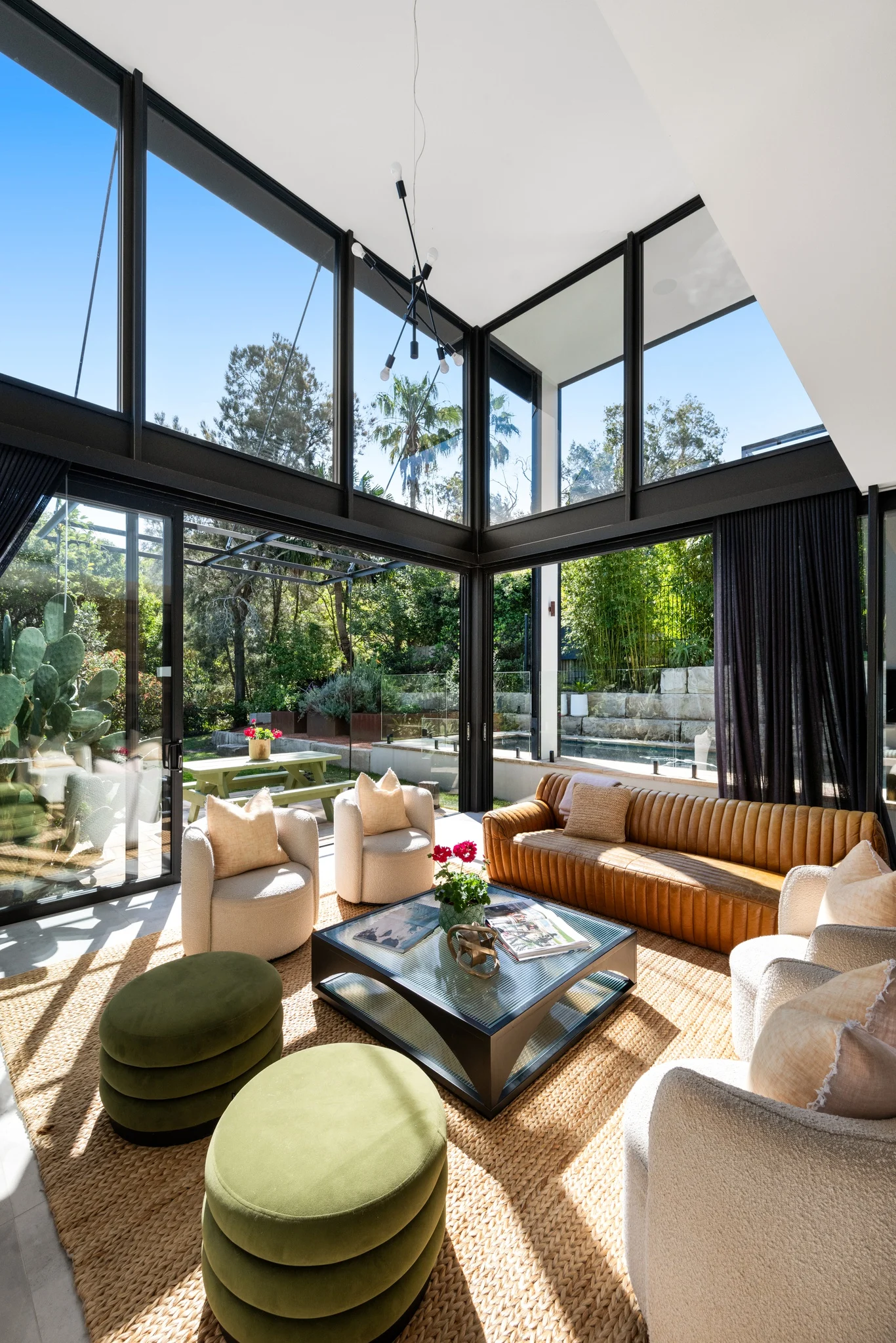 Lounge room of a property in Palm Beach, Sydney designed by Avalon Beach architects Markham Lee.