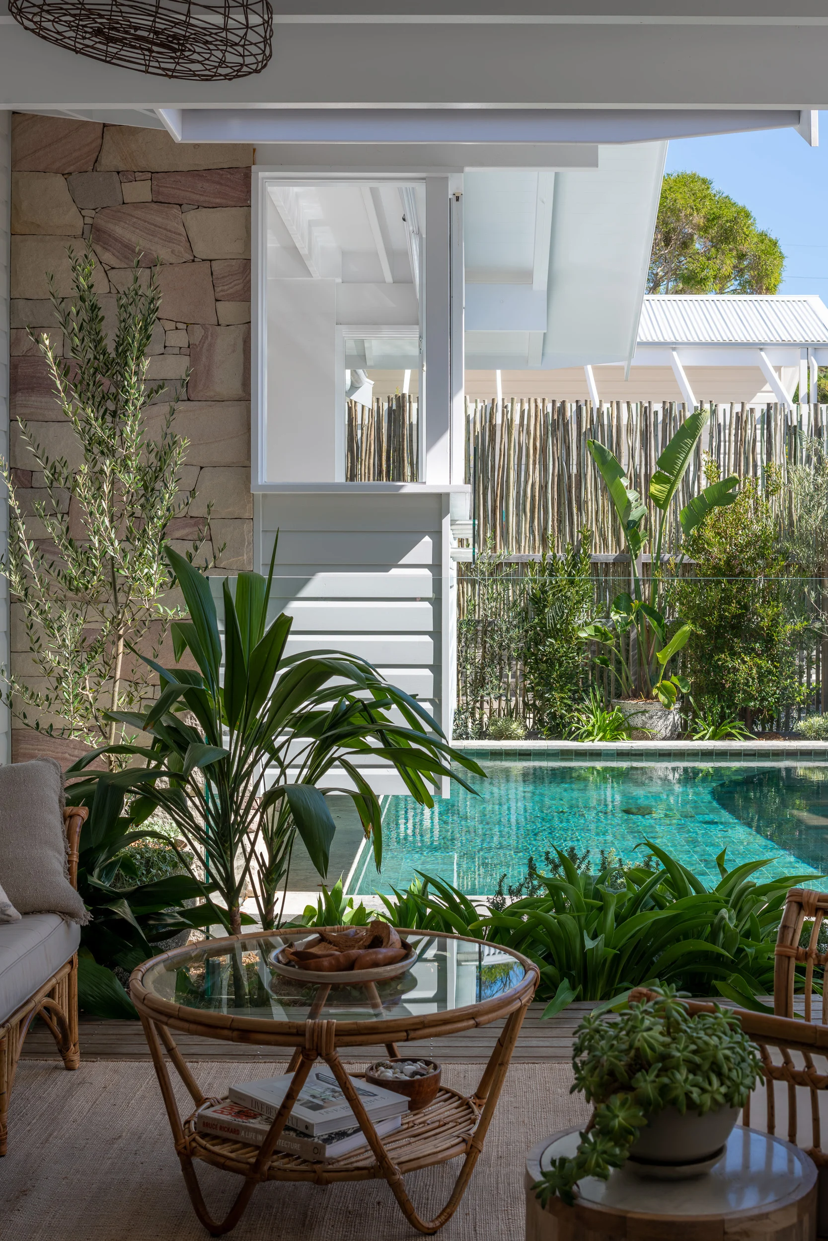 Deck and pool of a property in Avalon Beach, Sydney designed by Ballina architects Markham Lee.