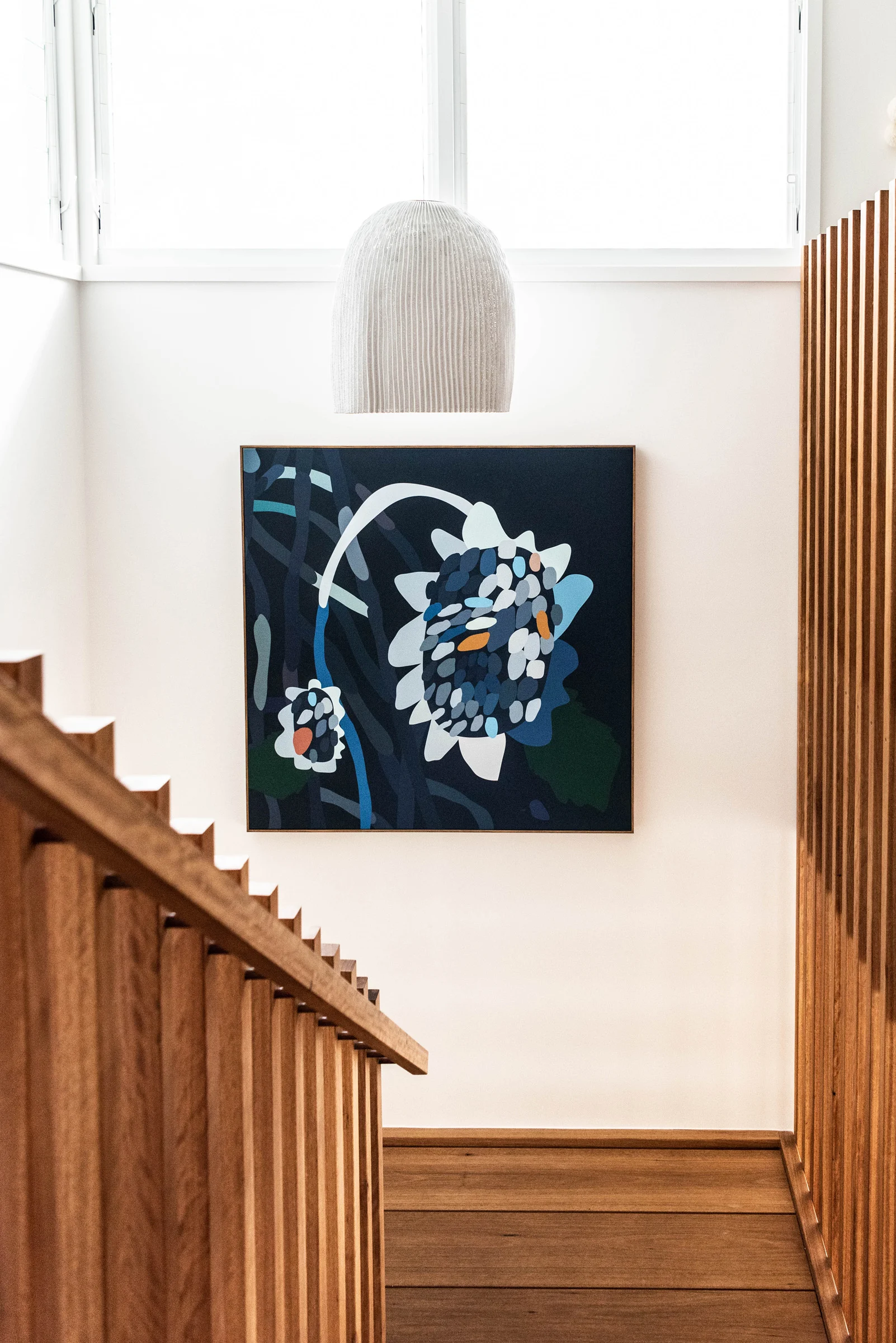 Staircase of a property in Avalon Beach, Sydney designed by Byron Bay architects Markham Lee.