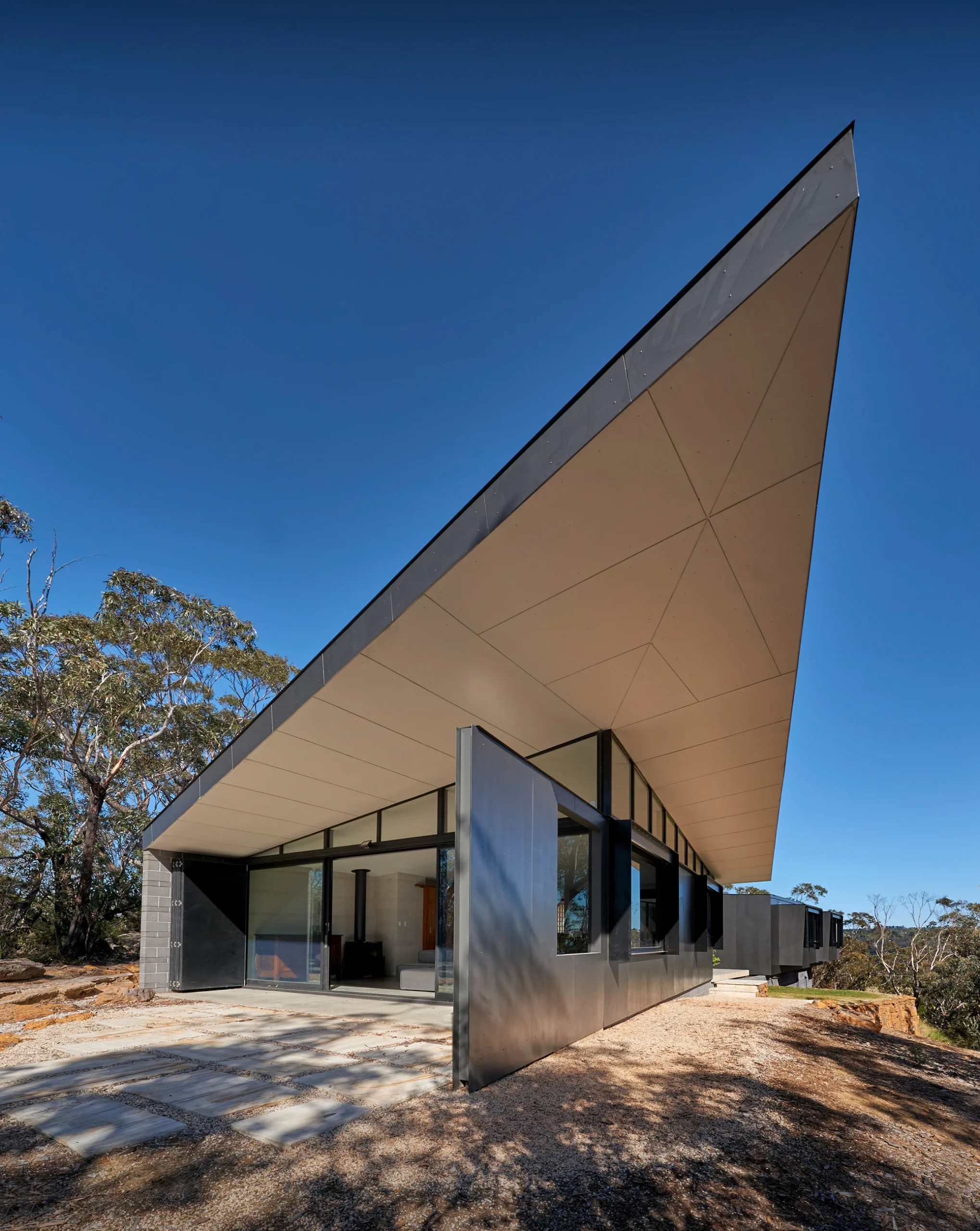 Exterior of a bushfire-proof property in Leura, Blue Mountains designed by Northern Beaches architects Markham Lee.