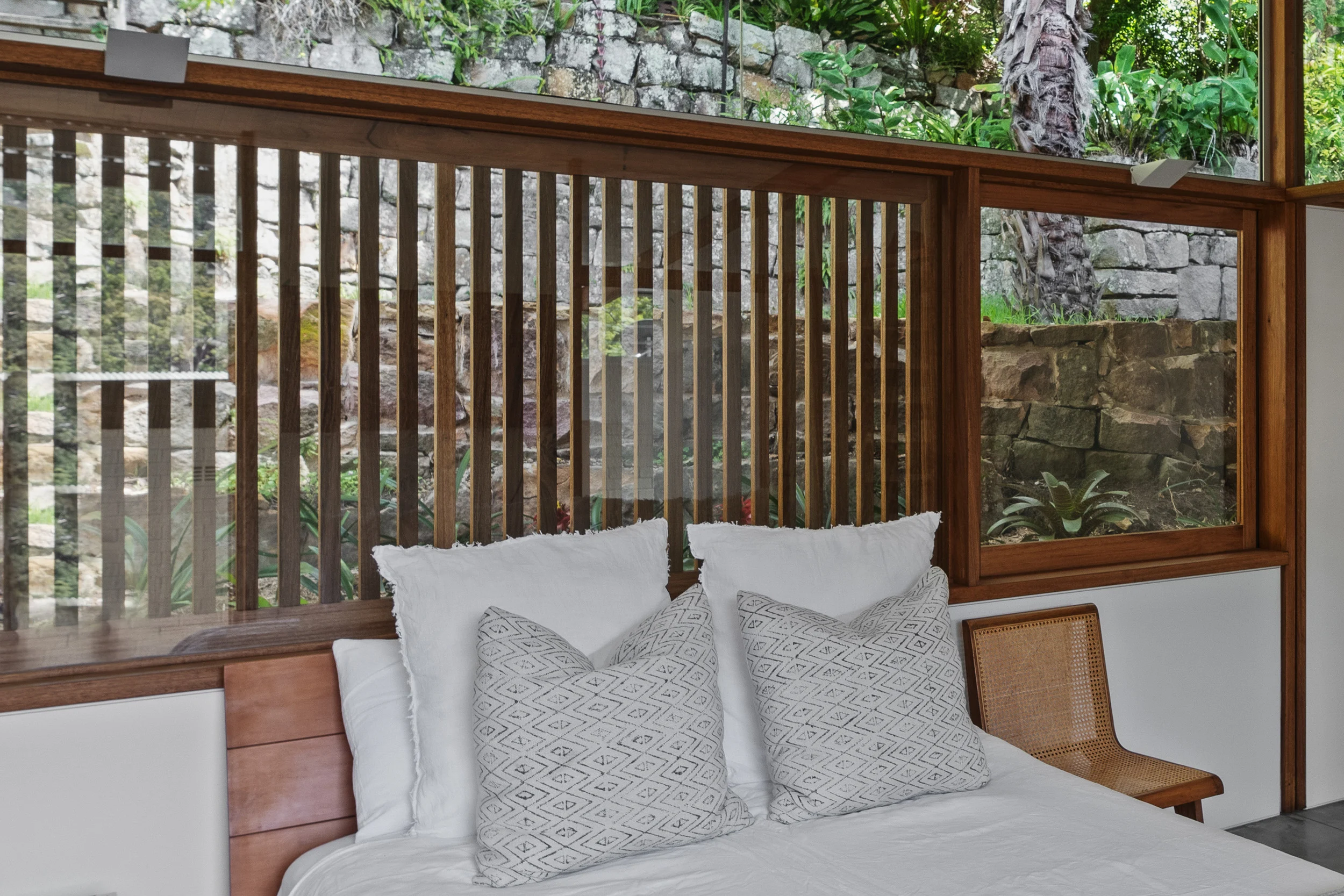 Bedroom detail of a property in Newport, Sydney designed by Northern Rivers architects Markham Lee.